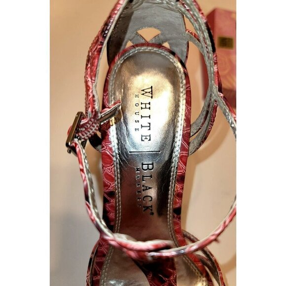 WHBM Faux Snakeskin Quinn Strappy Heel Peep Toe - Size 6M - Picture 9 of 11